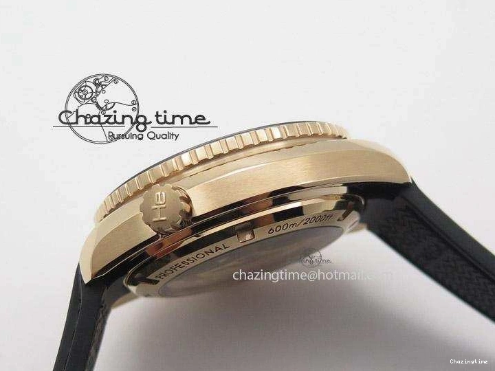 0301 Planet Ocean Professional Rose Gold Liquid Metal V6F 42mm On Black Rubber Strap A Vibrant 8266